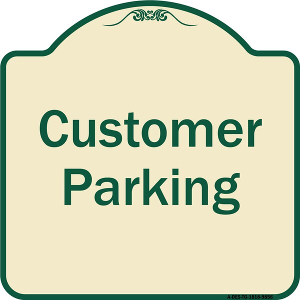 Designer Series-Customer Parking 2, Tan & Green Heavy-Gauge Aluminum, 18" x 18", TG-1818-9856